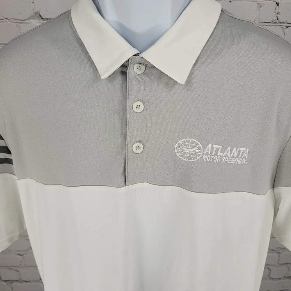 Adidas Golf Atlanta Motor Speedway White Lightweight Polo Shirt Size Large L